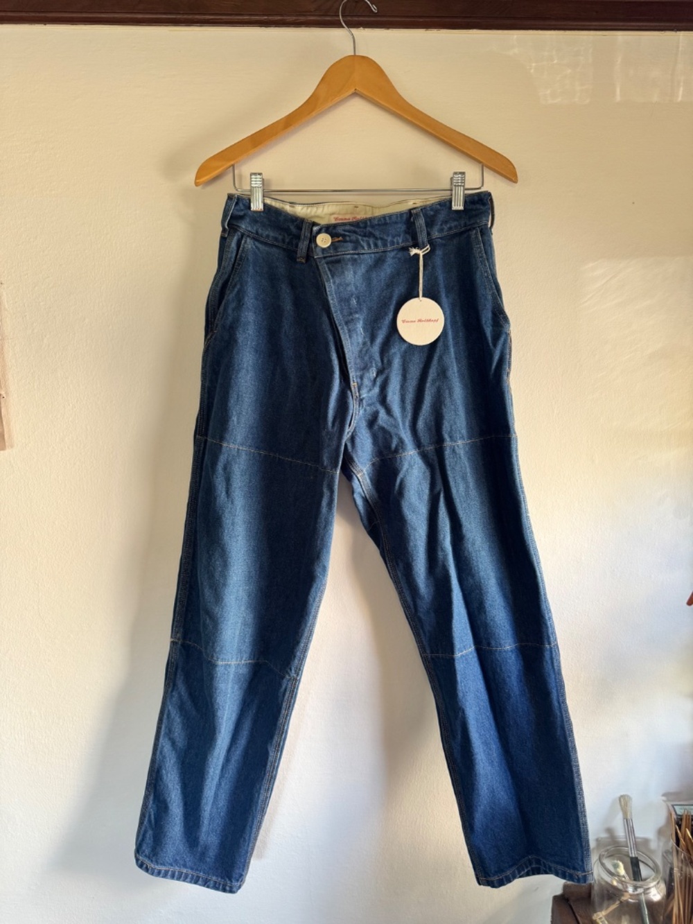 Emma Rothkopf - Cross Front Hunting Pant - Denim Timp Wash - size 6